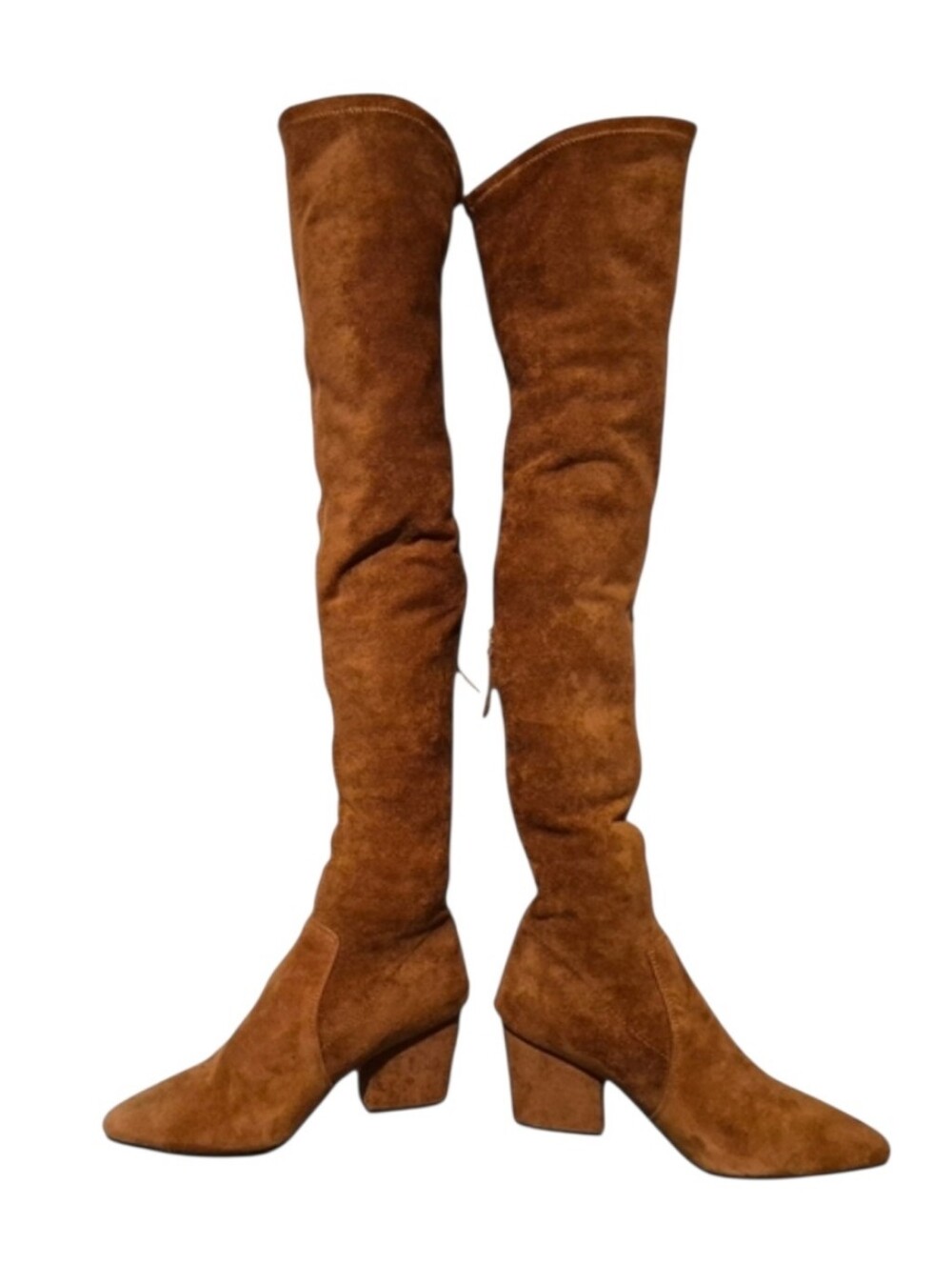 Vero Cuoio Soft Tan Leather Over The Knee Side-Zip Riding Boots Women's Size 7.5